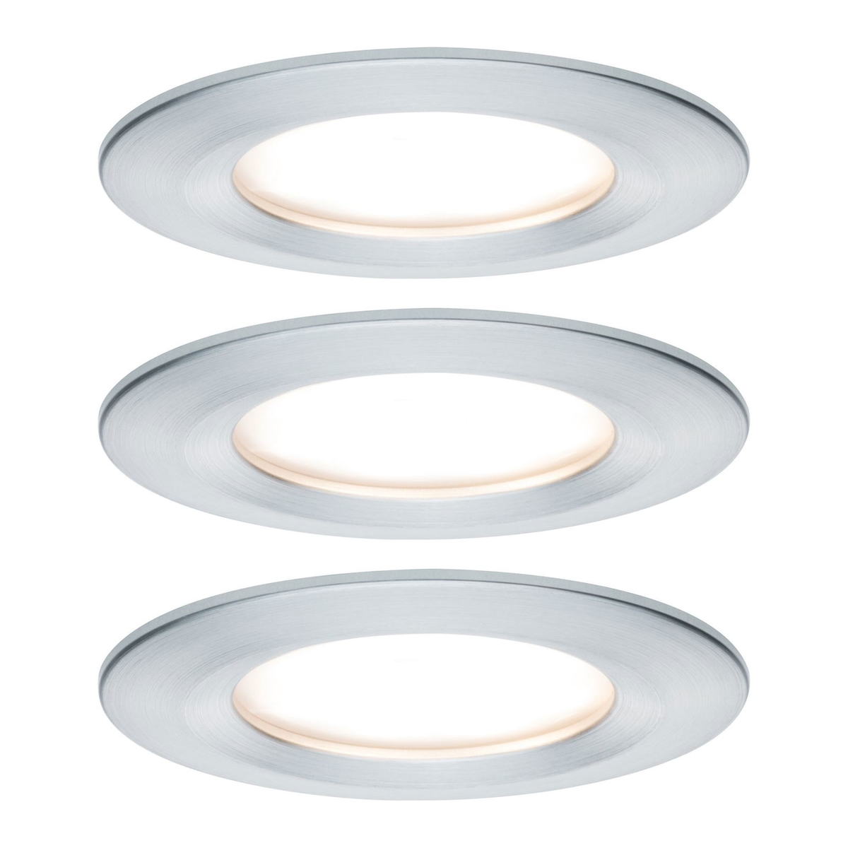 Paulmann LED Einbauleuchte Nova Plus Coin Basisset starr IP44 rund 78mm Coin 3x6W 3x470lm 230V dimmbar 2700K Alu gedreht 93901 Image