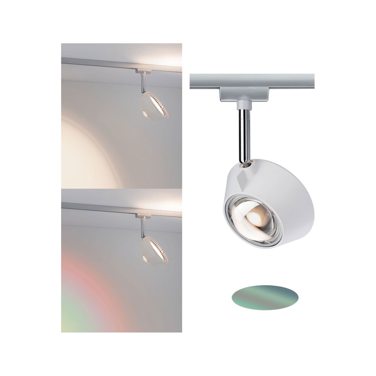 Paulmann URail LED Schienenspot Sabik Einzelspot 800lm / 390lm 9 / 1x4W 2700K dimmbar 230V Weiß matt#Chrom matt 94979 Image