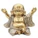 Q-Max 4.75"H Gold and Silver Maitreya Buddha Statue Happy Buddha Feng Shui Decoration Religious Figurine