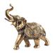 Q-Max 9.5"H Brass Thai Elephant with Trunk Up Statue Feng Shui Decoration Religious Figurine