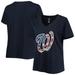 Women's Navy Washington Nationals Plus Size Banner V-Neck T-Shirt