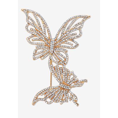 Women's Goldtone Butterfly Pin Round Crystal by PalmBeach Jewelry in Crystal