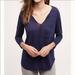 Anthropologie Tops | Anthropologie Bordeaux Navy Blue Linen Top | Color: Blue | Size: S