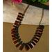 J. Crew Jewelry | J.Crew Necklace Boho W/Brown Wood Pyramid & Amber Tone Faceted Rhinestones-Adj. | Color: Brown/Red | Size: Os