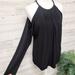 Michael Kors Tops | Michael Kors Black Cold Shoulder Long Sleeve Embellished Strap Top | Color: Black | Size: L