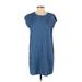 Look Casual Dress - Shift: Blue Print Dresses - Women's Size Small