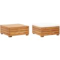 Table et repose-pied de jardin et coussin Bois d'acacia massif