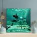 Rosecliff Heights Black & White Fish In Water 11 - Wrapped Canvas Painting Metal in Black/Green | 32 H x 32 W x 2 D in | Wayfair