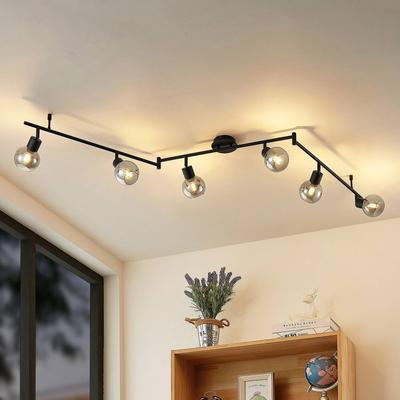 Lindby Eridia Deckenstrahler schwarz 6-fl., lang Lindby, dimmbar, schwarz, für Wohn- / Esszimmer, Metall, Modern, Strahler Image