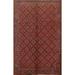 Vintage Red Geometric Bidjar Persian Area Rug Handmade Wool Carpet - 6'8" x 9'2"