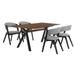 5 Piece Rectangular Top Dining Table with Angled Legs, Brown and Black