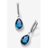 Women's Sterling Silver Drop Earrings Pear Cut Simulated Birthstones by PalmBeach Jewelry in September