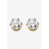 Women's Cubic Zirconia Stud Earrings in Gold over Sterling Silver by PalmBeach Jewelry in Gold