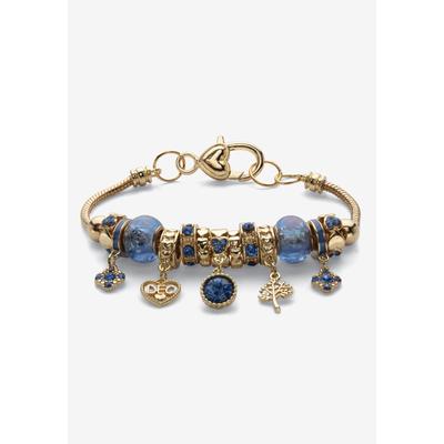 Women's Goldtone Antiqued Birthstone Bracelet (13mm), Round Crystal 8 inch Adjustable by PalmBeach Jewelry in December