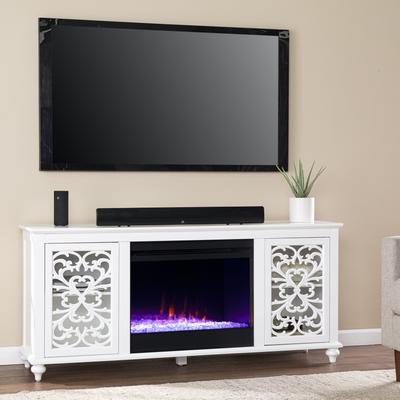Maldina Color Changing Fireplace W Media Storage by SEI Furniture in White