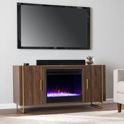Dashton Color Changing Fireplace W Media Storage by SEI Furniture in Brown