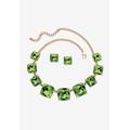 Women's Gold Tone Necklace and Earring Set, Princess Cut Simulated Birthstones by PalmBeach Jewelry in August
