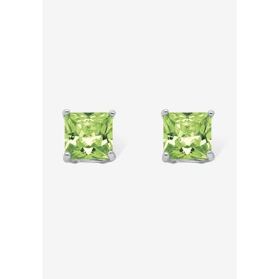 Women's Sterling Silver Stud Princess Cut Simulated Birthstone Stud Earrings by PalmBeach Jewelry in August