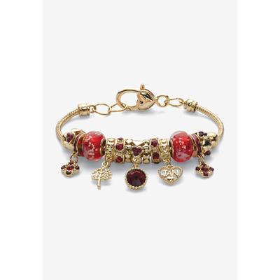 Women's Goldtone Antiqued Birthstone Bracelet (13mm), Round Crystal 8 inch Adjustable by PalmBeach Jewelry in January