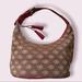 Dooney & Bourke Bags | Dooney & Bourke Tan W/Red Leather Trim Monogram Hobo / Bucket Bag | Color: Red/Tan | Size: Os