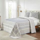 Lyron Bedspread Set, Twin, Slate Blue