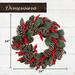 24-in. Christmas Pinecone Wreath with Red Berries - Fraser Hill Farm FF024CHWR017-0GR