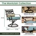 Montclair 11-Piece Dining Set in Ocean Blue with 10 Swivel Rockers, 60-In. x 84-In. Table, 11-Ft. Umbrella and Umbrella Stand - Hanover MCLRDN11PCSW10-SU-B