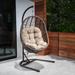 Isla Brown Wicker Hanging Egg Chair with Taupe Cushion - Hanover ISLAEGG-BRN