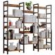 17 Stories Bookcases & Bookshelves Triple Wide 5 Tiers Industrial Bookshelf w/ Baffles Large Etagere Bookshelf w/ Metal Frame For Living Room Ho | Wayfair