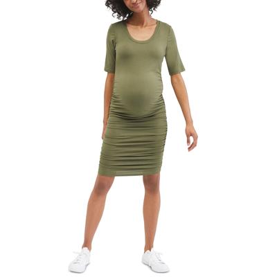 Motherhood Maternity Side-Ruched Maternity Dress - Olive