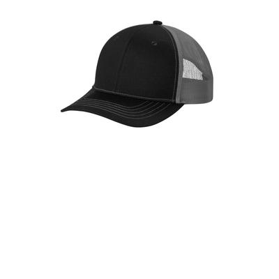 Port Authority YC112 Youth Snapback Trucker Cap in Black/Grey Steel size OSFA | Cotton