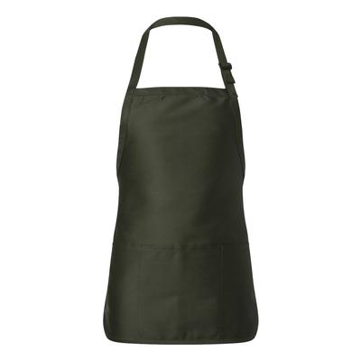 Q-Tees Q4250 Full-Length Apron with Pouch Pocket in Forest Green | Cotton/Polyester Blend