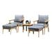 Amazonia 5-Piece Teak Wood Patio Seating Set with Grey Cushions