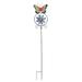 55 Inch High Butterfly Flower Kinetic Wind Spinner Metal Garden Stake - 55.5 X 10.25 X 2 inches