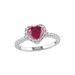 Belk & Co Lab Created 1/10 Ct Tw Diamond And Created Ruby Heart Halo Ring In Sterling Silver, White, 6