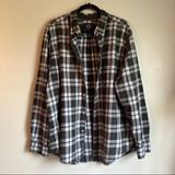 American Eagle Outfitters Shirts | Aeo Mens Seriously Soft Classic Fit Black Gray & Blue Plaid Button Down Xxl | Color: Black/Gray | Size: Xxl