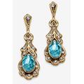 Women's Gold Tone Antiqued Oval Cut Simulated Birthstone Vintage Style Drop Earrings by PalmBeach Jewelry in December