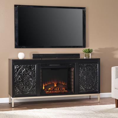 Winsterly Electric Fireplace Console W Media Storage by SEI Furniture in Black