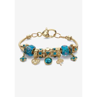 Women's Goldtone Antiqued Birthstone Bracelet (13mm), Round Crystal 8 inch Adjustable by PalmBeach Jewelry in March