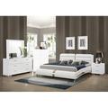 Orren Ellis 4 Piece Contemporary Bedroom Set, White & Chrome 4 Piece Upholstered in Brown/White | King | Wayfair BBA8EA9DF8C647C2ACFAC09EB7C0085C