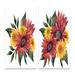 Red Barrel Studio® Autumn Bouquet w/ Red & Yellow Flowers I - Traditional Art Set Of 2 Pieces Metal in Green/Orange/Red | Wayfair