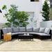 Latitude Run® 5-Piece Half Moon Outdoor Sectional Sofa Set, Patio All-Weather PE Wicker Furniture w/ Pillows | Wayfair
