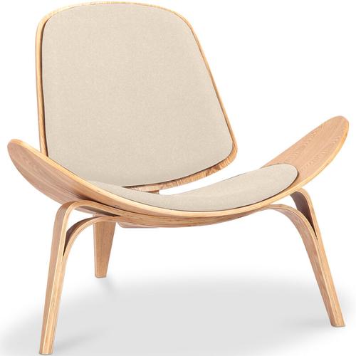 Designer-Sessel – Skandinavischer Sessel – Stoffbezug – Lucy Ivory – Massive Eiche, Stoff, Stoff,