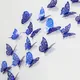 Autocollant mural papillon creux bleu royal 3D 12 pièces nouveau design de fleur de rose en