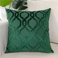 Juste de coussin géométrique jacquard vert taie d'oreiller en velours coupe décorative canapé