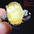 Bague réglable en quartz rutilé pour femme or naturel argent perles brésiliennes bague jaune