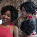 Perruques de cheveux humains coupe Pixie Bob perruque caution Curly perruque Afro courte