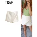 TRAF-Mini Short Taille Haute pour Femme Jupe Verte Baggy Décontractée Rose Culotte Y2K