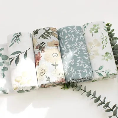 Couvertures pour bébé couverture enveloppante pour nouveau-né feuille d'eucalyptus imprimée