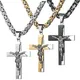 Collier byzantin plat pour homme bijoux de cou acier inoxydable argent or noir pendentif croix